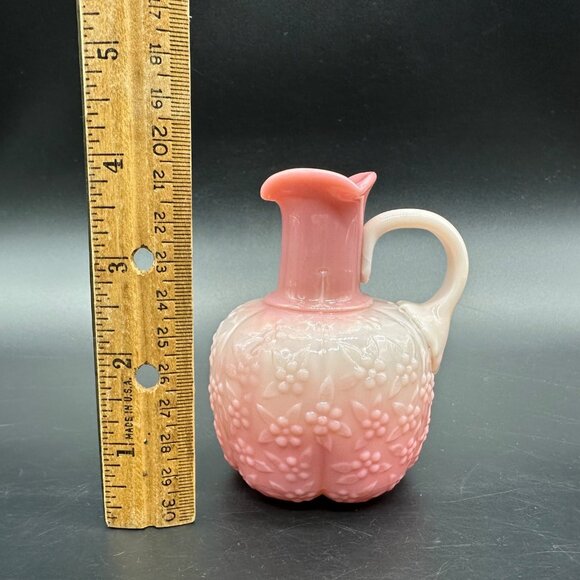 Antique Victorian Challinor Taylor Forget Me Not Floral Pink Glass Pitcher READ - Picture 10 of 10